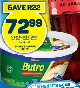 Pick n Pay Clover Butro Full Cream Modified Butter Spread 500g Tub offer