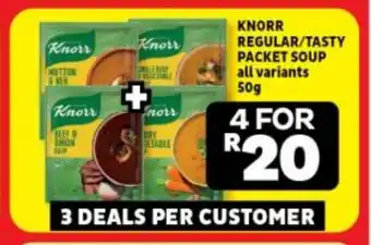 Usave KNORR REGULAR/TASTY PACKET SOUP all variants 50g offer