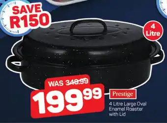 Prestige 4 Litre Large Oval Enamel Roaster with Lid