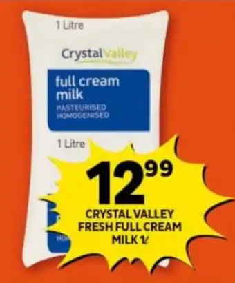 Shoprite CRYSTAL VALLEY FRESH FULL CREAM MILK 1L offer