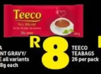 Shoprite TEECO TEABAGS 26 per pack offer