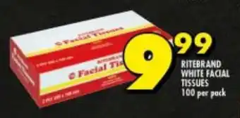 Shoprite RITEBRAND WHITE FACIAL TISSUES 100 per pack offer