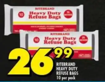 Shoprite RITEBRAND HEAVY DUTY REFUSE BAGS 10 per pack offer