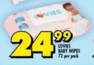Shoprite LOVIES BABY WIPES 72 per pack offer