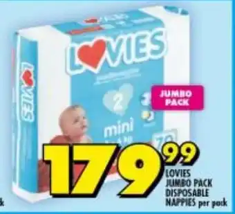 Shoprite LOVIES JUMBO PACK DISPOSABLE NAPPIES per pack offer