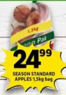 Shoprite SEASON STANDARD APPLES 1,5kg bag offer