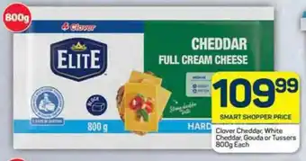 Pick n Pay Clover Cheddar, White Cheddar, Gouda or Tussers 800g Each offer