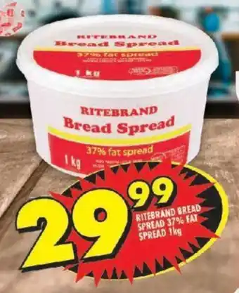 Shoprite RITEBRAND BREAD SPREAD 37% FAT SPREAD 1kg offer
