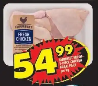 Shoprite FARMBEST FRESH 5-PIECE CHICKEN BRAAI PACK per kg offer