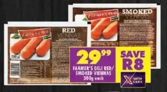 Shoprite FARMER'S DELI RED/ SMOKED VIENNAS 500g each offer