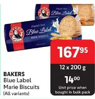 Makro BAKERS Blue Label Marie Biscuits (All variants) offer