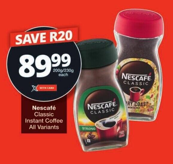 Nescafé Classic Instant Coffee All Variants offer at Checkers