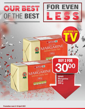 Spar Spar Margarine Brick 500g offer