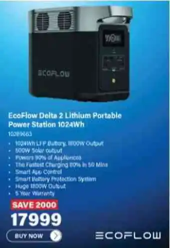 Incredible Connection EcoFlow Delta 2 Lithium Portable Power Station 1024Wh offer