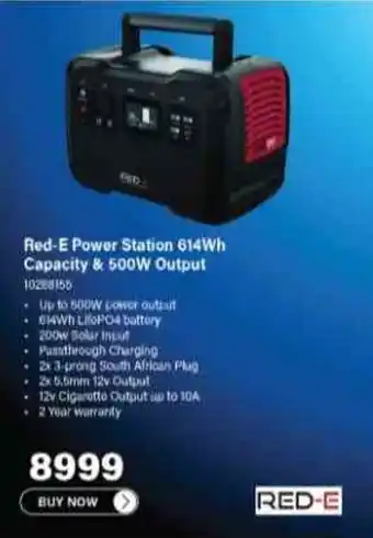 Incredible Connection Red-E Power Station 614Wh Capacity & 500W Output offer