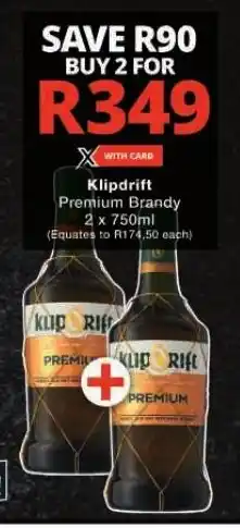 Checkers Klipdrift Premium Brandy 2 x 750ml offer