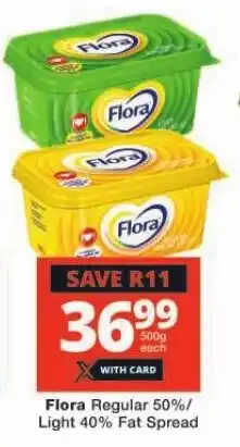 Checkers Flora Regular 50%/ Light 40% Fat Spread offer