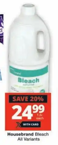 Checkers Housebrand Bleach All Variants offer