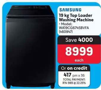 Makro SAMSUNG 19kg Top Loader Washing Machine offer