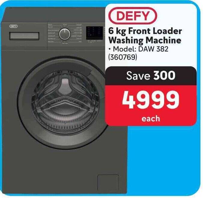 DEFY 6kg Front Loader Washing Machine offer at Makro