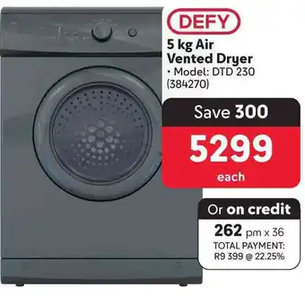 Makro DEFY 5kg Air Vented Dryer offer