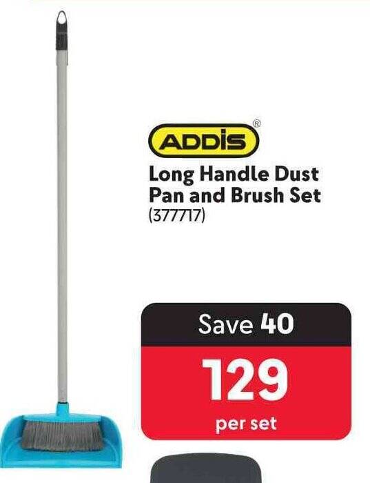 ADDIS Long Handle Dust Pan and Brush Set offer at Makro