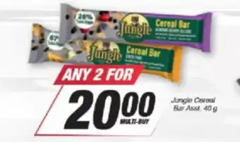 Spar Jungle Cereal Bar Asst. 40g offer