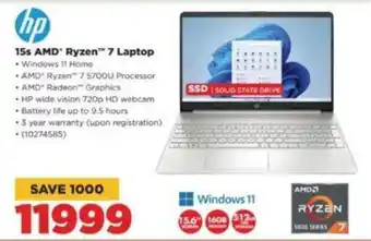 HiFi Corp HP 15s AMD Ryzen 7 Laptop offer