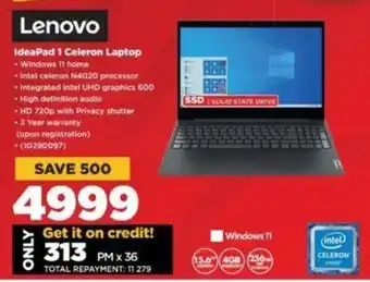 HiFi Corp Lenovo IdeaPad 1 Celeron Laptop offer
