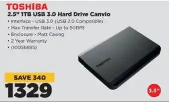 HiFi Corp TOSHIBA 2.5" 1TB USB 3.0 Hard Drive Canvio offer