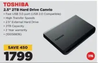 TOSHIBA 2.5" 2TB Hard Drive Canvio