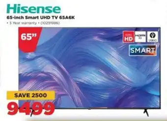 HiFi Corp Hisense 65-inch Smart UHD TV 65A6K offer
