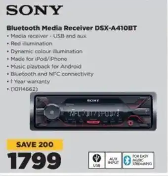 HiFi Corp SONY Bluetooth Media Receiver DSX-A410BT offer