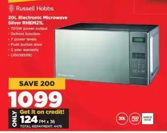 HiFi Corp Russell Hobbs 20L Electronic Microwave Silver RHEM21L offer
