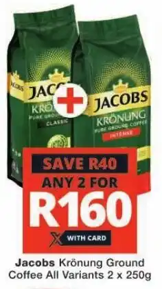 Checkers Jacobs Krönung Ground Coffee All Variants 2 x 250g offer