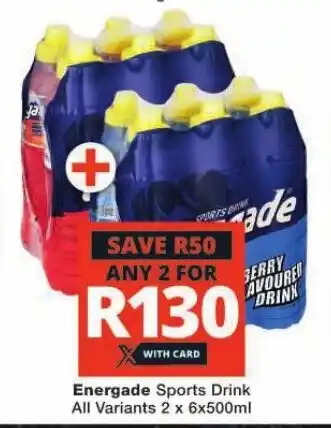 Checkers Energade Sports Drink All Variants 2 x 6x500ml offer