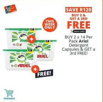 BUY 2 x 14 Per Pack Ariel Detergent Capsules & GET a 3rd FREE