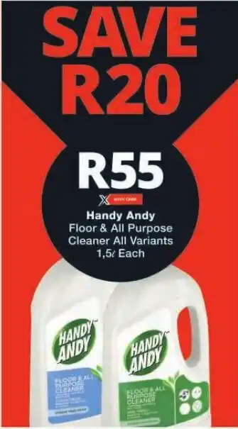 Checkers Handy Andy Floor & All Purpose Cleaner All Variants 1,5L Each offer