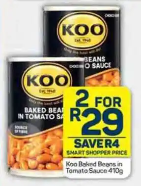 Pick n Pay Koo Baked Beans in Tomato Sauce 410g offer