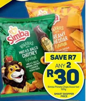 Pick n Pay Simba Potato Chips Assorted 120g offer