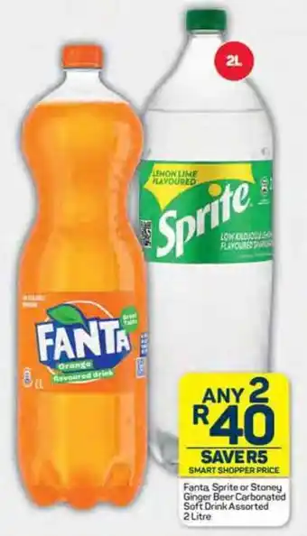 Pick n Pay Fanta Sprite or Stoney Ginger Beer Carbonated Soft Drink Assorted 2 Litre offer