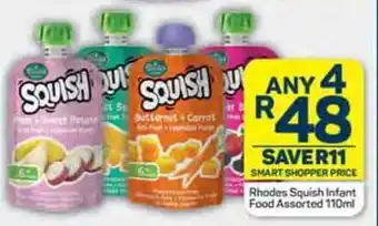 Pick n Pay Rhodes Squish Infant Food Assorted 110ml offer