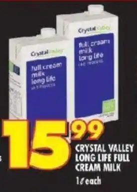 Shoprite CRYSTAL VALLEY LONG LIFE FULL CREAM MILK 1L each offer