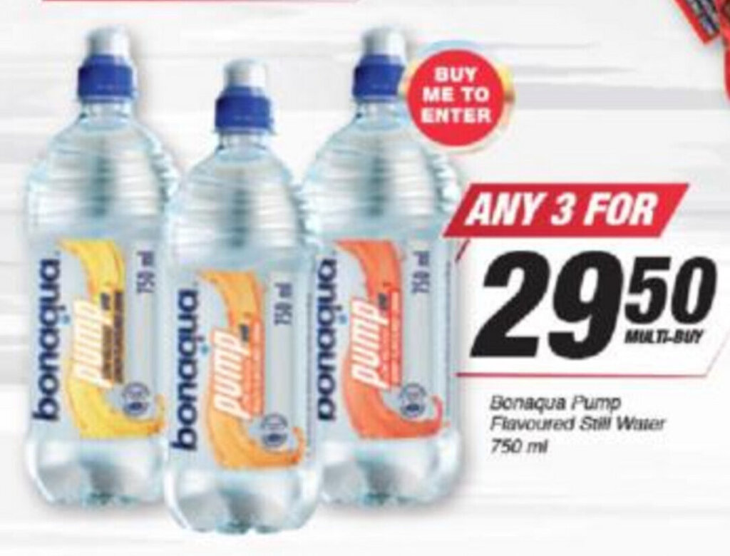 Bonaqua Pump Flavoured Still Water 750ml offer at Spar