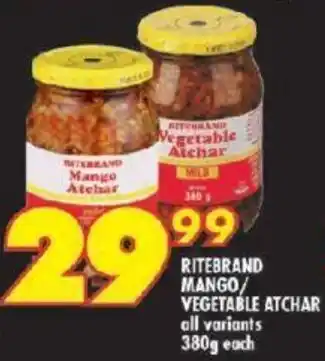 Shoprite RITEBRAND MANGO/VEGETABLE ATCHAR all variants 380g each offer