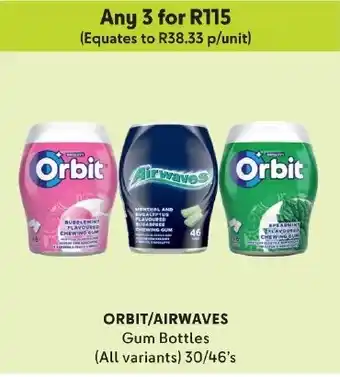 Makro ORBIT/AIRWAVES Gum Bottles (All variants) 30/46's offer