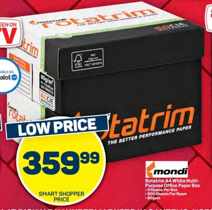Rotatrim A4 White MultiPurpose Office Paper Box offer at Pick n Pay