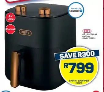 Pick n Pay Hypermarket DEFY 4.7 Litre Manual Air Fryer offer