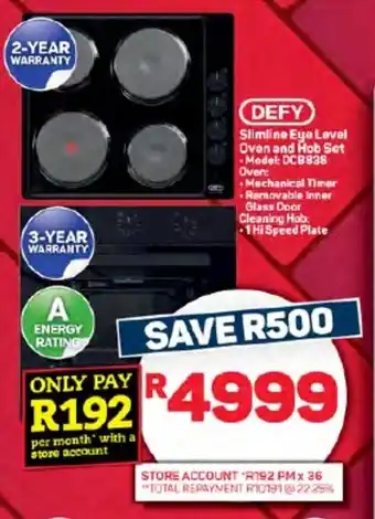 Pick n Pay Hypermarket DEFY Slimline Eye Level Oven and Hob Set offer