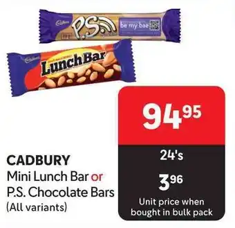 Makro CADBURY Mini Lunch Bar or P.S. Chocolate Bars (All variants) offer